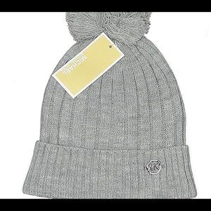 Brand new Still in package michael Kors GRAY Pom beanie NWT